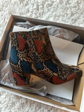 Multicolor Snake-Print Ankle Boot